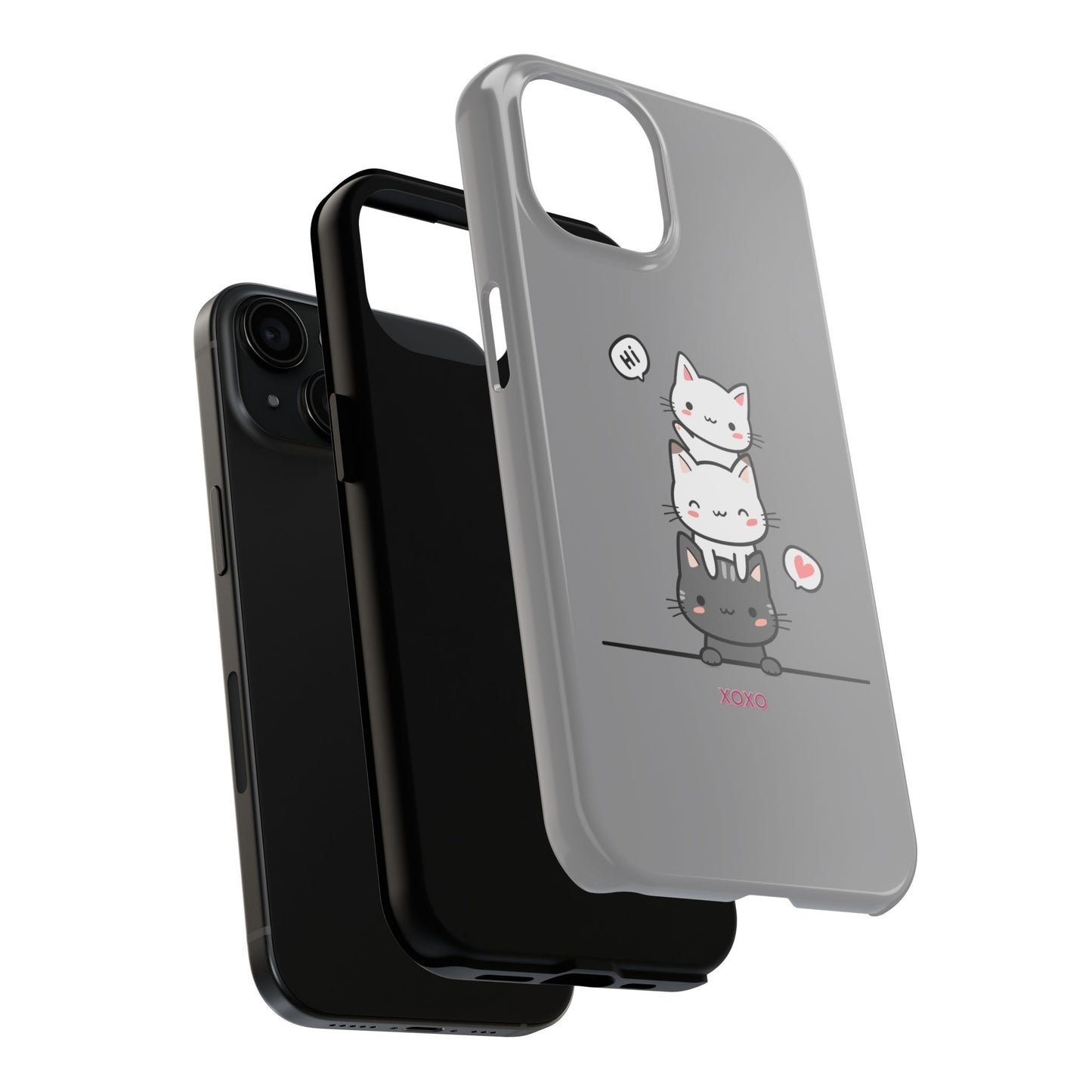 Cute Cat Stack Phone Cases - Adorable Kitty Design, Durable Tough Cases for Cat Lovers, Gifts for Birthdays, Holidays, Daily Use