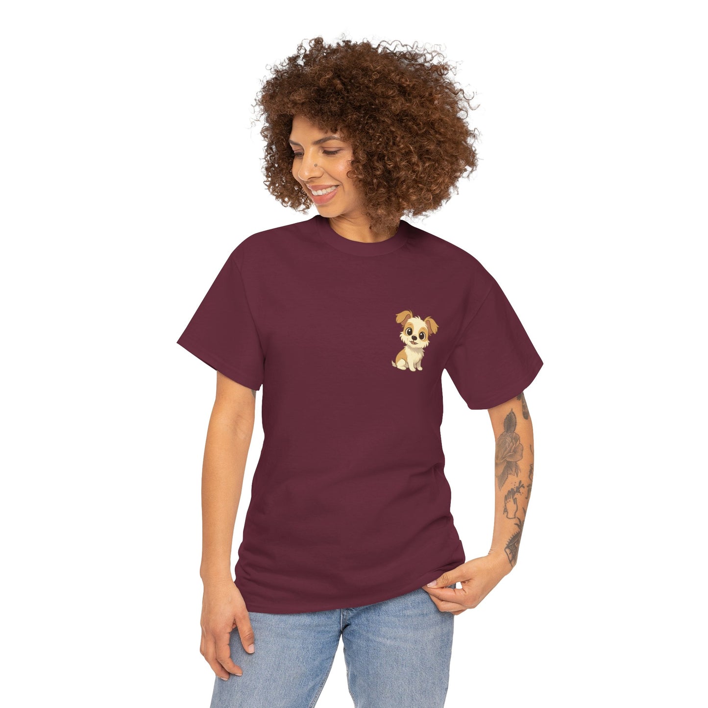 Cute Puppy Unisex Heavy Cotton Tee | Dog Lover Shirt | Pet Owner Gift | Animal Lover Apparel | Birthday & Casual Wea