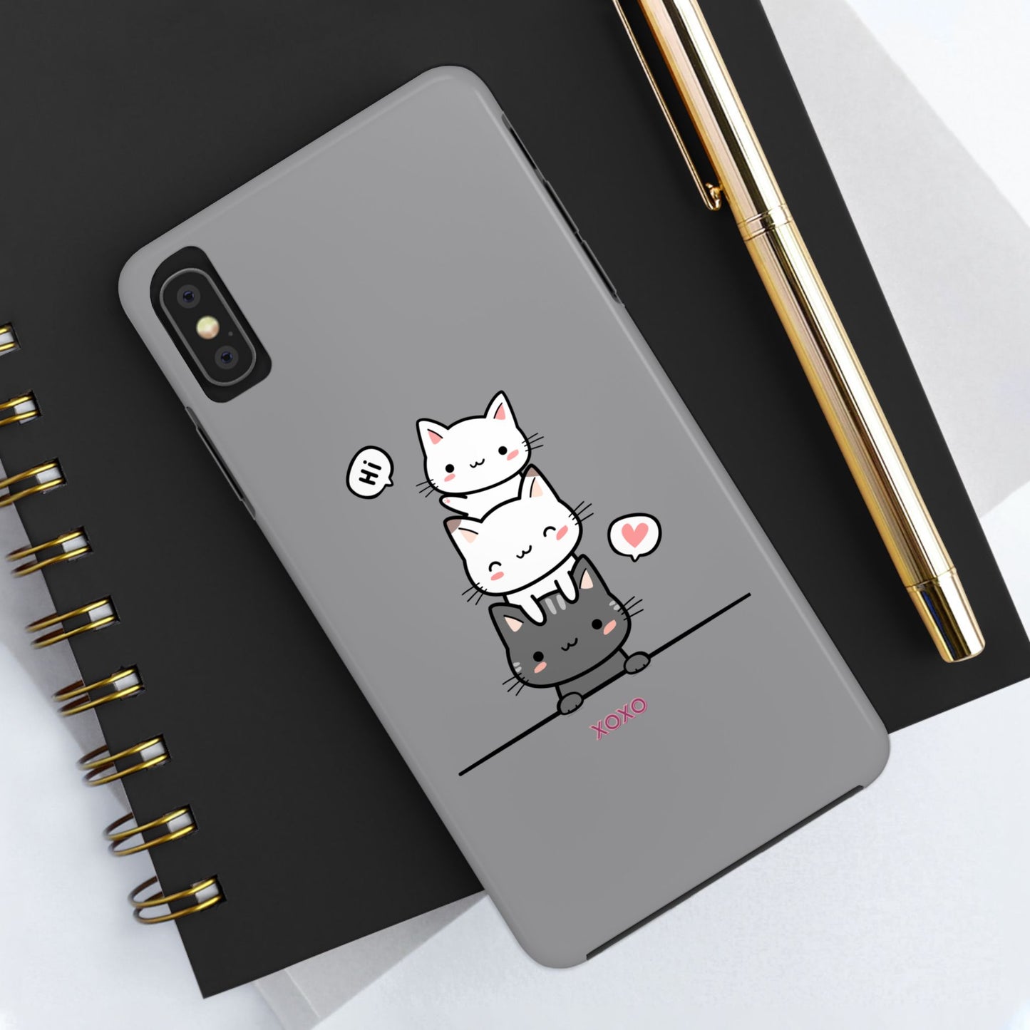Cute Cat Stack Phone Cases - Adorable Kitty Design, Durable Tough Cases for Cat Lovers, Gifts for Birthdays, Holidays, Daily Use
