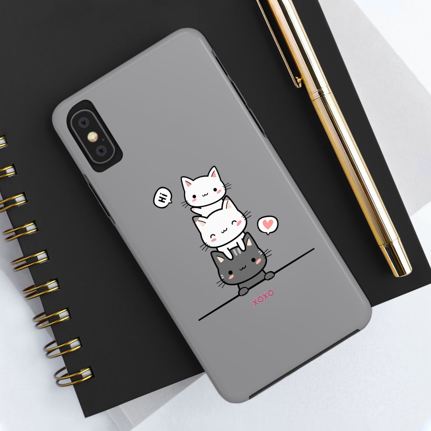Cute Cat Stack Phone Cases - Adorable Kitty Design, Durable Tough Cases for Cat Lovers, Gifts for Birthdays, Holidays, Daily Use